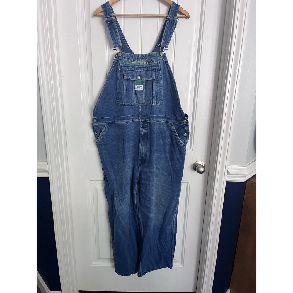 Liberty Overalls Men's 44x28 Blue Denim Workwear Farm Bib Jean Pants CC